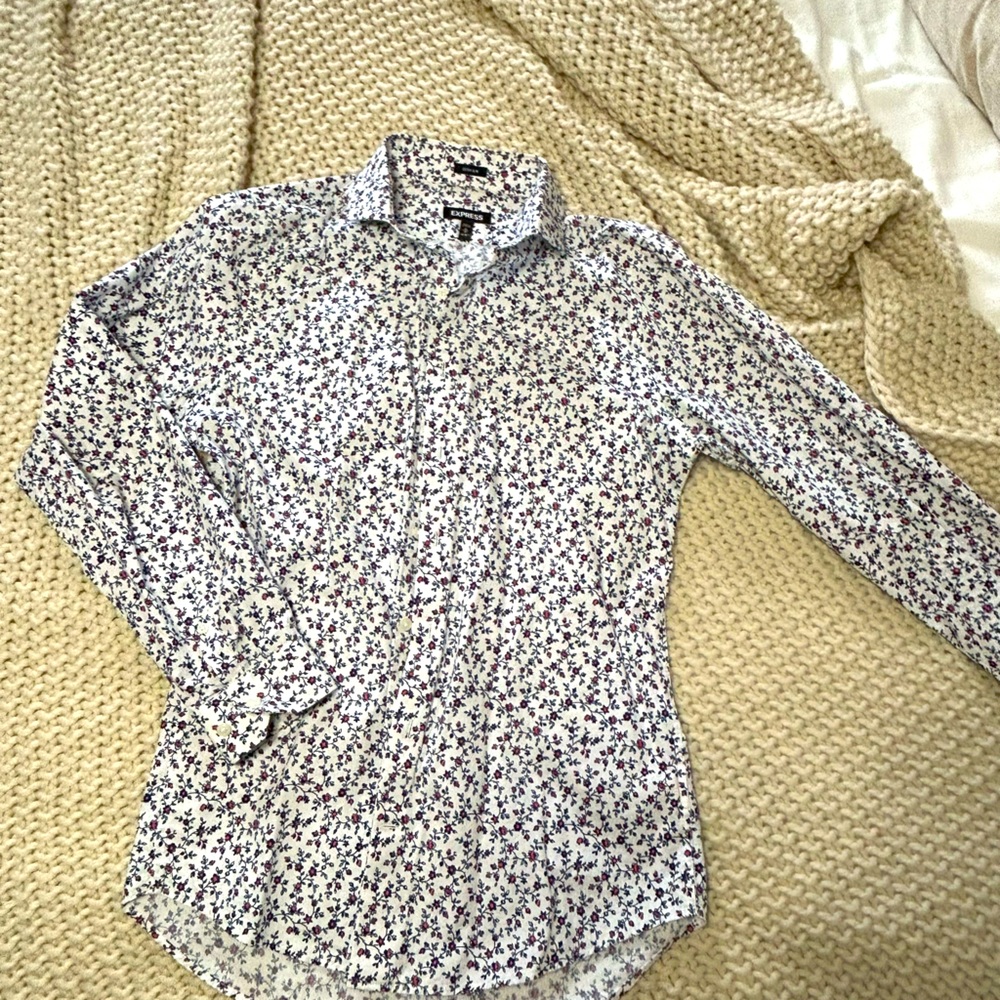 White floral dress shirt. Wore a few times for vacation